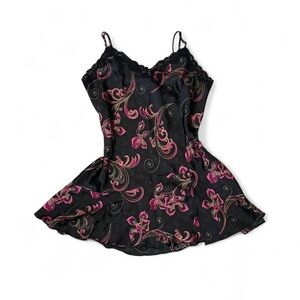 Delicates Black and Pink Floral Chemise‎